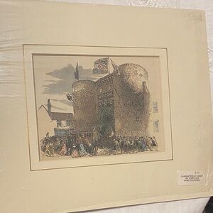 ⚜️ Vintage 100 y/o Hand-Colored Landscape of Stone Castle - 2/$75